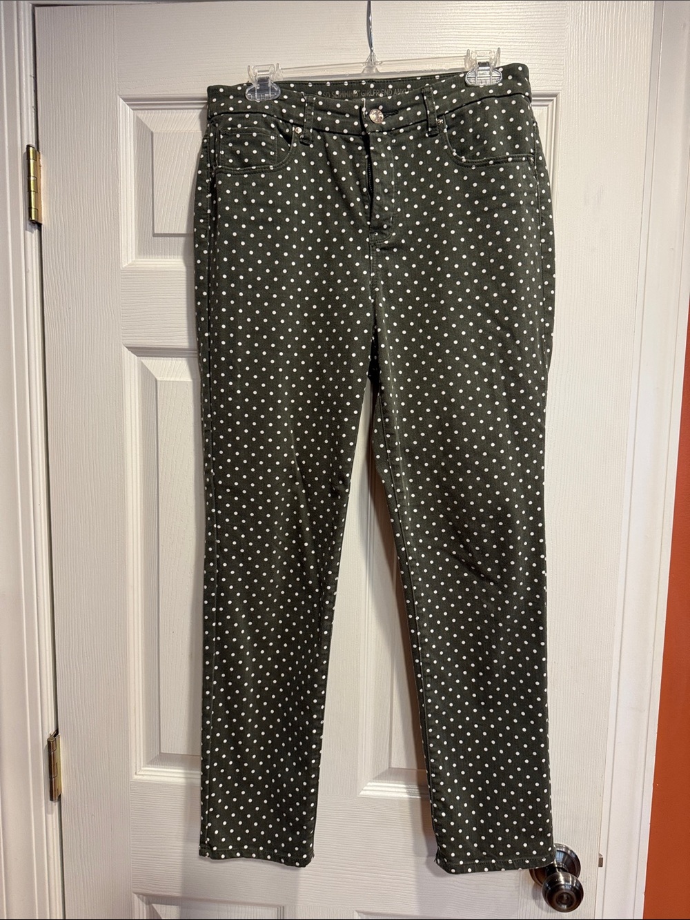 Chico’s Olive Green Polka Dot Ankle Jeans Size 0.5